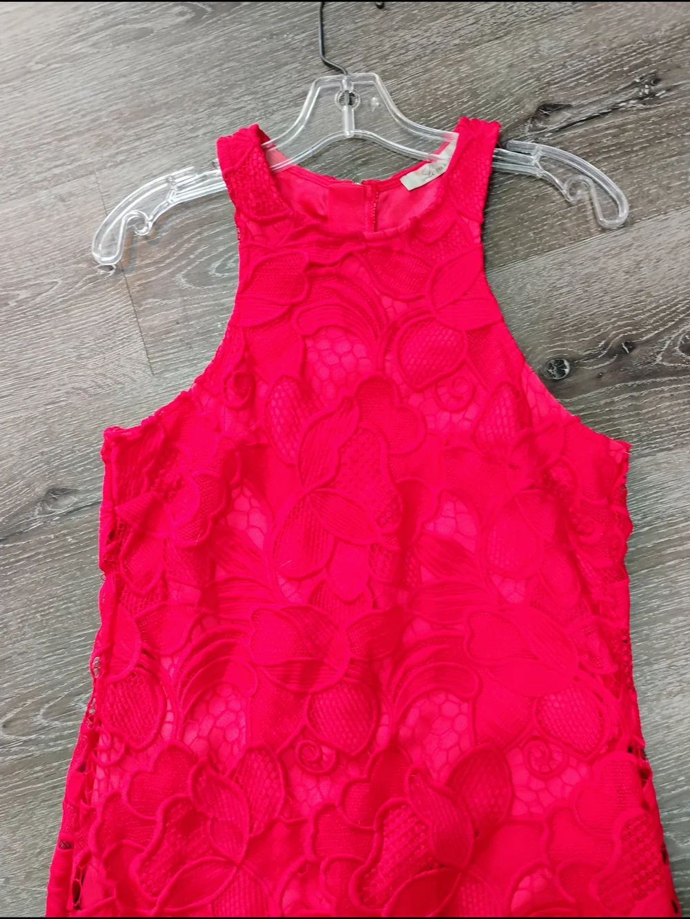 Lovers + Friends Red Lace Halter Mini Dress Size M - Picture 2 of 5